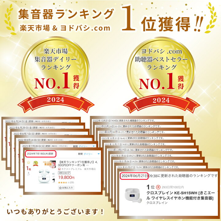 楽天市場】集音器ランキング１位獲得!! 自分の声がこもらないイヤーピース付き デジタル 充電式